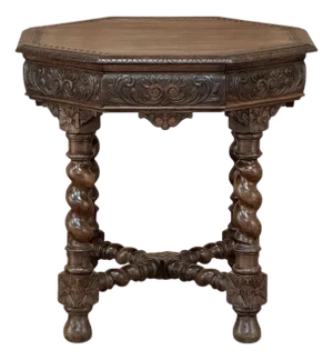 Antique French Renaissance Octagonal Barley Twist Table