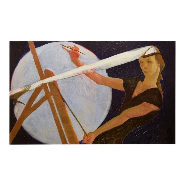 Self Portrait While Painting - Oil on Canvas by Anastasia Kurakina - 2010s 2010s For Sale