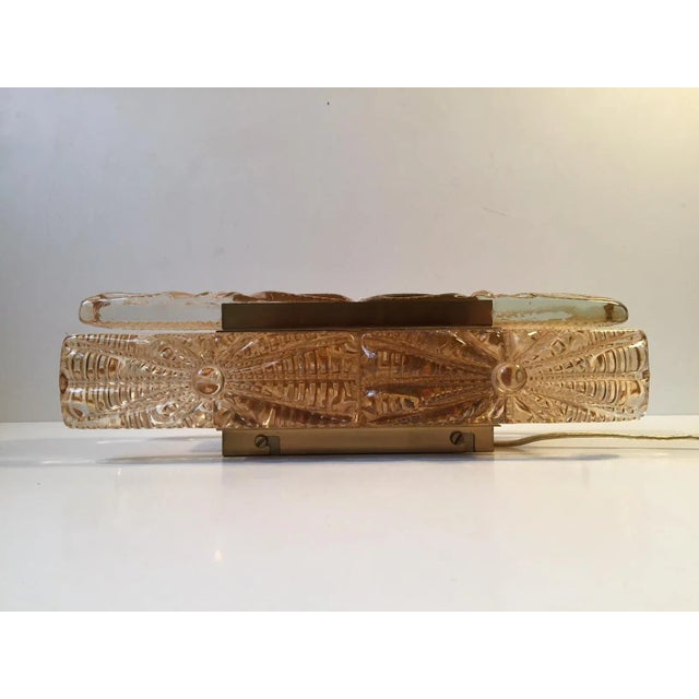 Mid-Century Modern Danish Modern Sunburst Sconce in Amber Glass & Brass from Vitrika, 1960s For Sale - Image 3 of 10
