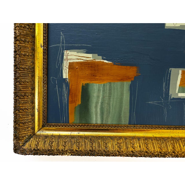 Abstract “River Moss" Abstract Art in Gold Antique 1800's Frame, Transitional Living Room Art by JTS For Sale - Image 3 of 10