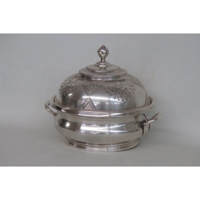 Late 18th Century Meriden Britannia Silver Plated Handled Butter Dish Soup Tureen With Lid For Sale - Image 18 of 18