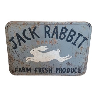 Vintage Handpainted Metal Farm Sign For Sale