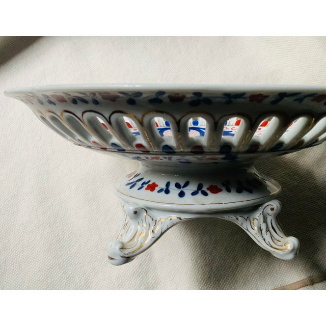 French 19th Century French Imari Porcelain Reticulated Compote, Hand-Painted For Sale - Image 3 of 18