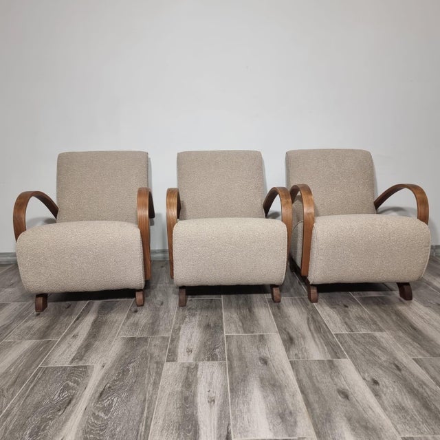 Lounge Chairs by Jindrich Halabala, 1940s, Set of 3, in Restored conditions. Designed 1920 to 1949 I have official proof...
