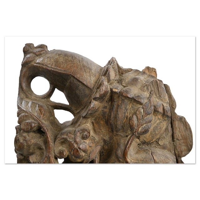 Wood Teak Sculpture on Base For Sale - Image 7 of 9