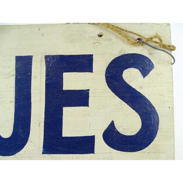 Vintage Wooden Painted "Antiques" Trade Sign For Sale - Image 4 of 5