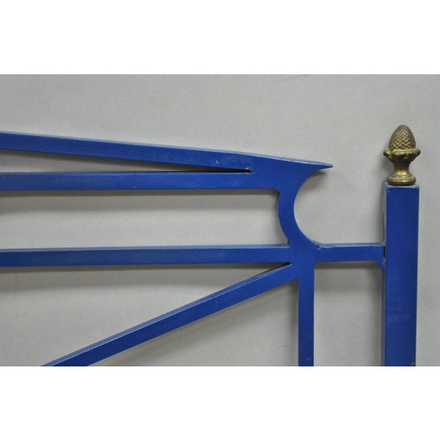 Vintage Italian Neoclassical Wrought Iron & Brass X-Frame King Sz Bed Headboard For Sale In Philadelphia - Image 6 of 14