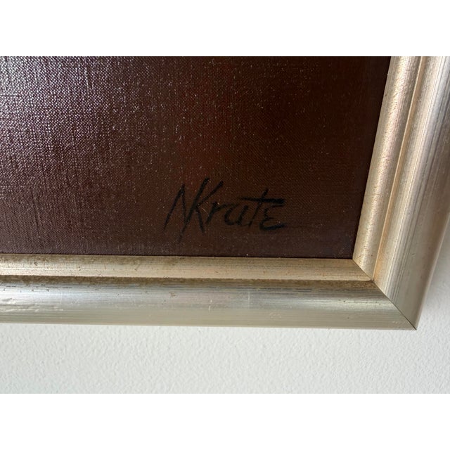 1960s Nat Krate (1918–2013) “The Awakening” Original Oil on Canvas Painting in Silver Wood Frame For Sale - Image 9 of 18