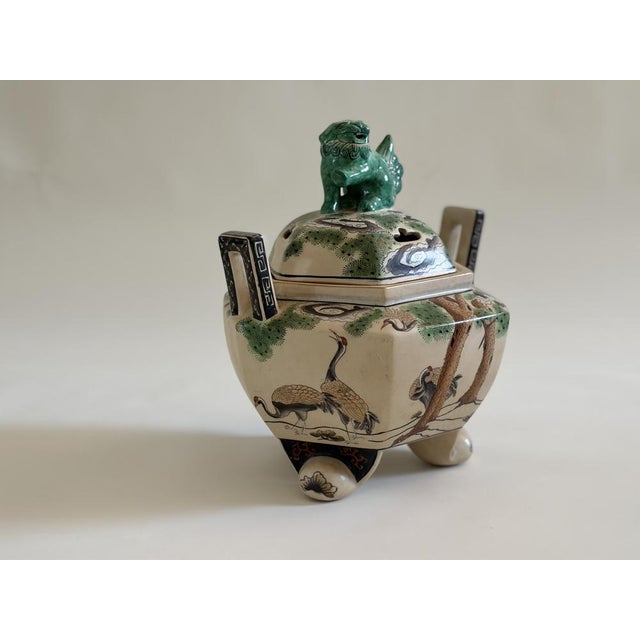 Meiji Japanese Kutani Porcelain Koro Incense Burner, 1890s For Sale - Image 4 of 5