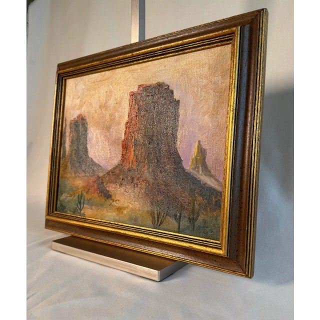 Mid 20th Century American Southwest Landscape Framed Original Oil Painting For Sale - Image 5 of 12