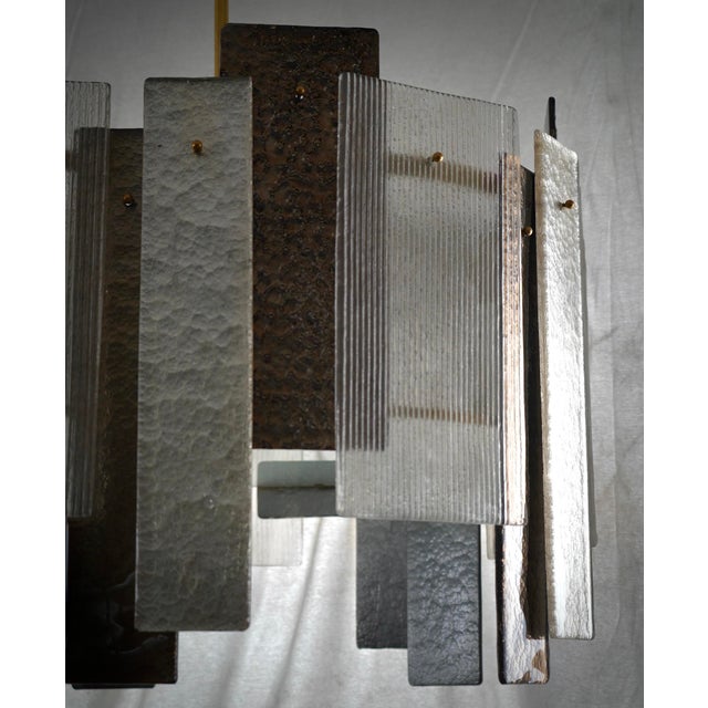 Silver Art Glass and Brass Chandelier, 2000 For Sale - Image 6 of 11