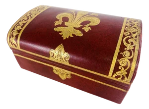Vintage Swedish Gold Embossed Red Leather Trinket Box