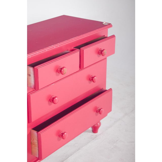 Wood Vintage Chest of Drawers in Pink, 1970s For Sale - Image 7 of 9