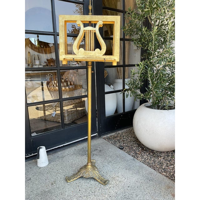 Mid 20th Century Vintage Gold Leaf and Brass Music Stand For Sale - Image 5 of 8