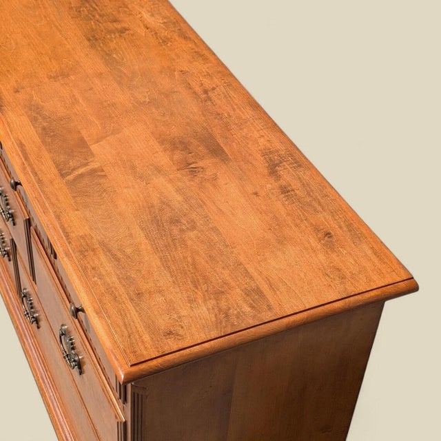 Vintage Ethan Allen Early American Maple and Birch Dresser With Mirror For Sale - Image 9 of 10
