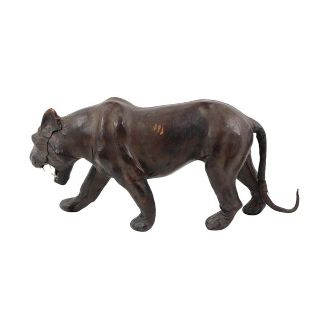 Mid-Century Leather & Papier-Mâché Panther Sculpture, 1940s For Sale - Image 4 of 12