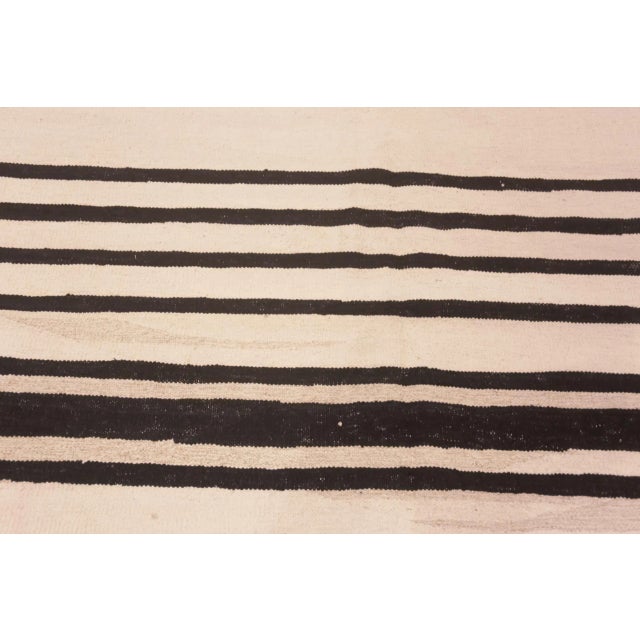 Large Size Neutral Color White Black Modern Flatweave Kilim Rug, Country Of Origin: Central Asia, Circa Date: Modern Rug