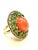 Bochic "Orient" Vintage Orange Opal, Emerald & Diamond Ring Set In 18K & Silver For Sale - Image 4 of 18