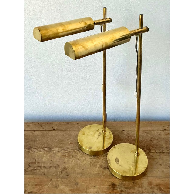 Brass Vintage Boho Modernist Brass Table Lamps - A Pair For Sale - Image 8 of 8