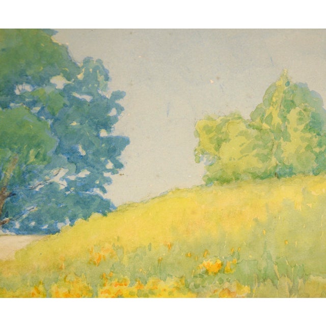 American California Golden Poppies and Blue Oaks - Rural Landscape in Watercolor on Paper by Marie English Williams For Sale - Image 3 of 10