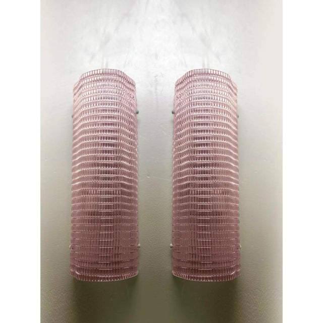 Diamanted Pink Rectangular Murano Glass Wall Lights by Simoeng, Set of 2 For Sale - Image 6 of 9