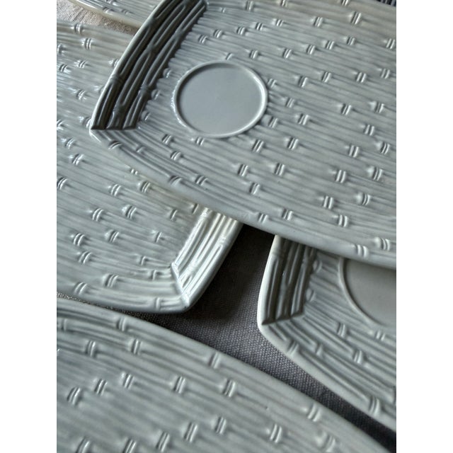 Ivory 1980s Italian Bamboo Majolica Appetizer Plates - Set of Six For Sale - Image 8 of 12