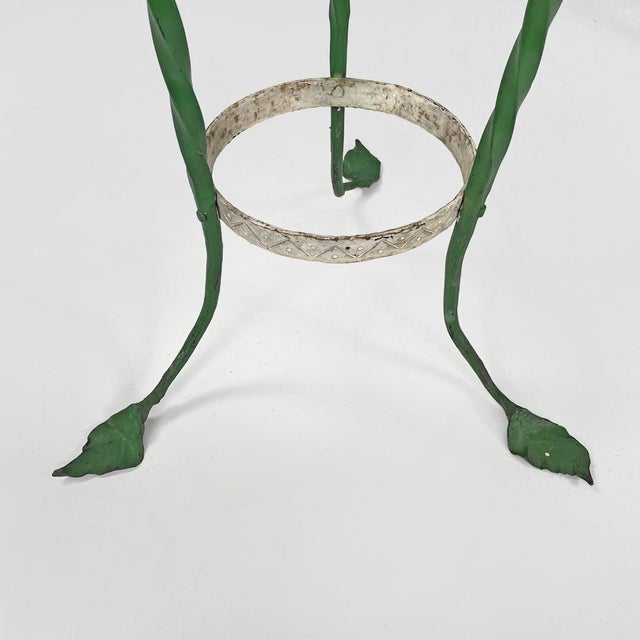 Italian Art Nouveau White Green Wrought Iron Vase Holders with Dragons, 1900s, Set of 2 For Sale - Image 18 of 18