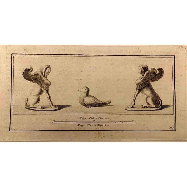 Sphinx - ancient roman frescoes, from the series "antiquities of herculaneum", is an original etching on paper realized by...