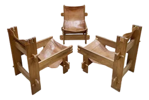Vintage Brutalist Safari Leather Armchair, 1970s