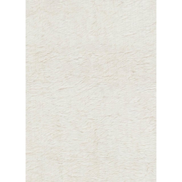 Minimalist White Moroccan-Inspired Wool Rug by Doris Leslie Blau Size: 6'7" × 12'10" (200 × 391 cm) Embodying quiet...