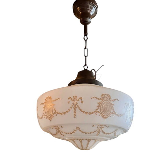 American Neoclassical Cased Glass Fixture With Bronzing Holder, Circa 1910 For Sale - Image 3 of 4