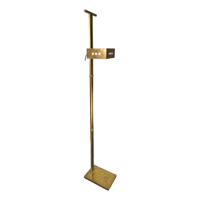 Art Deco Bauhaus Brass Adjustable Floor Lamp in the style of Marcel Breuer, 1980s For Sale