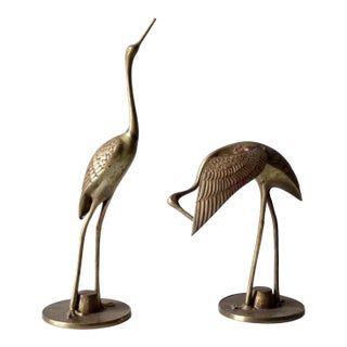 Mid Century Brass Bird Figures For Sale