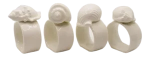 Coastal Bone China Shell Motif Napkin Rings - Set of 4