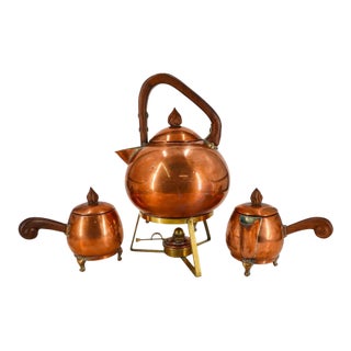 Early 20th Century j.c. Moore Copper Tea Set- 3 Pieces For Sale