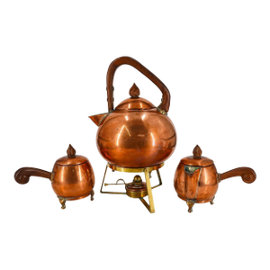 Early 20th Century j.c. Moore Copper Tea Set- 3 Pieces