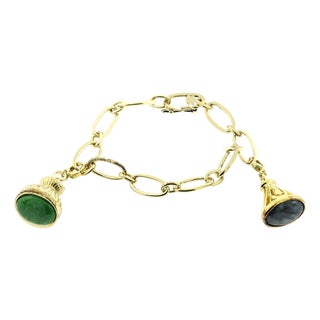 Bochic Vintage Jade Charm Link Bracelet For Sale