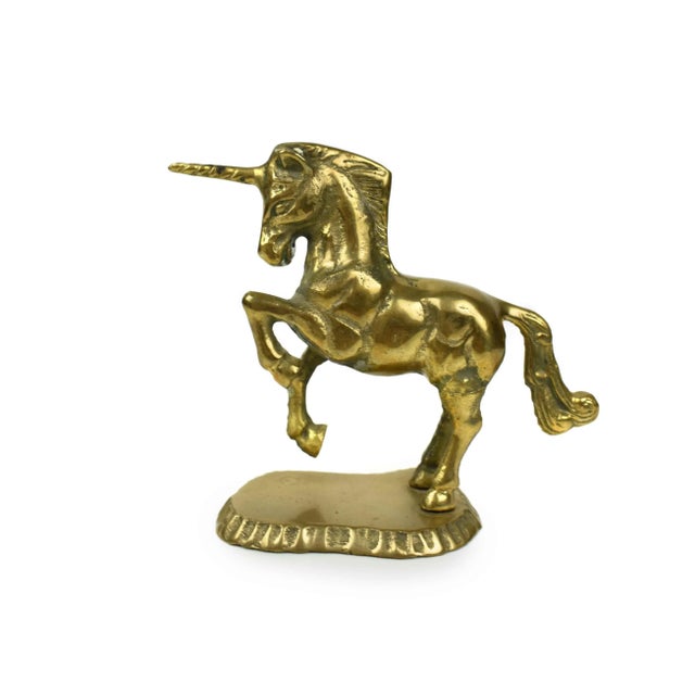 Mid-Century Modern Vintage Brass Unicorn Horse Figurine Model For Sale - Image 3 of 7