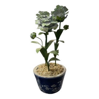Vintage Chinoiserie Tôle Peinte Floral Topiary in Chonqing-Style Ceramic Pot For Sale