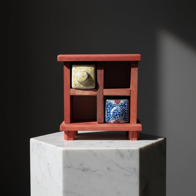 Handmade Wooden Mini Chest & Ceramic Drawer Set (4-Slot) – Rustic Vanity & Desk Organizer for Jewelry, Art Supplies, Trinkets For Sale - Image 10 of 10