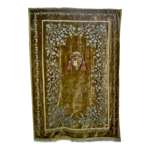 Tapestry Coat of Arm With Silver Embroidery Late 1700 Hundreds