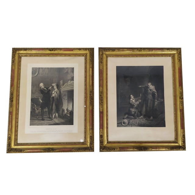 Figurative Scenes, 1800s, Engravings, Framed, Set of 2 For Sale