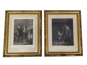 Figurative Scenes, 1800s, Engravings, Framed, Set of 2