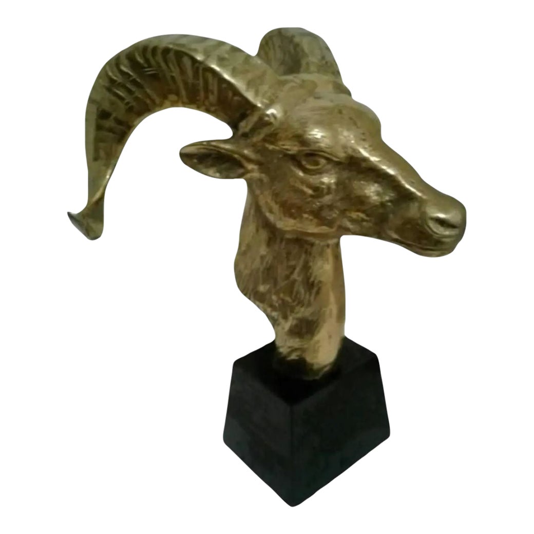1960s Mid-Century Modern Brass Ram's Head Sculpture | Chairish