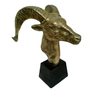 1960s Mid-Century Modern Brass Ram's Head Sculpture