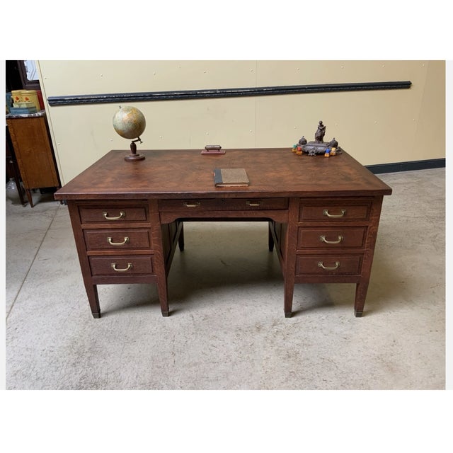 Antique Art Nouveau Freestanding Desk, 1915 For Sale - Image 3 of 14