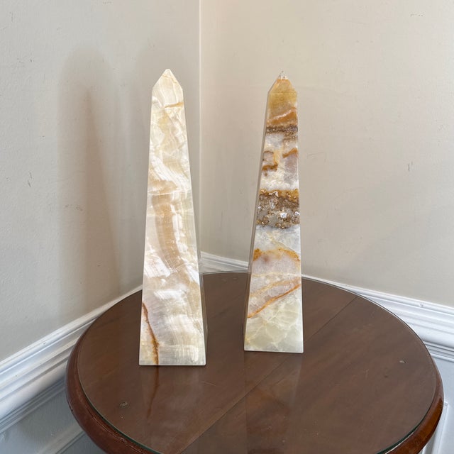 Vintage Carved Onyx Obelisks- A Pair For Sale - Image 10 of 10