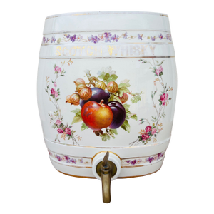 Antique English Staffordshire Scotch Whisky Ceramic Barrel, Circa 1900