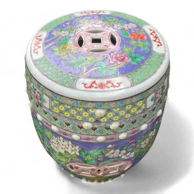 Hand-Painted Porcelain Bird Floral Fauna Peony Garden Stool For Sale In Washington DC - Image 6 of 7