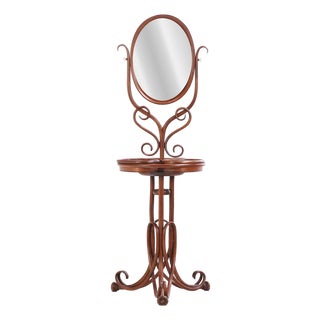 A Thonet Bentwood Oak Shaving Stand / Vanity With Mirror, 19th C. For Sale
